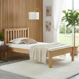 Rackhams Dorset Natural Wax Solid Pine Bed Frame, Shaker Headboard, 4 Sizes, Single to King - Waxed - 4FT6 - thumbnail 3