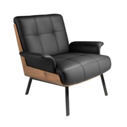 Rackhams Black and Walnut Leatherette Armchair 5140 - Modern - Yes - No - thumbnail 1