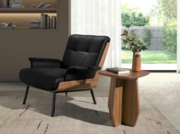 Rackhams Black and Walnut Leatherette Armchair 5140 - Modern - Yes - No - thumbnail 6