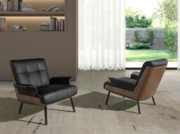 Rackhams Black and Walnut Leatherette Armchair 5140 - Modern - Yes - No - thumbnail 3