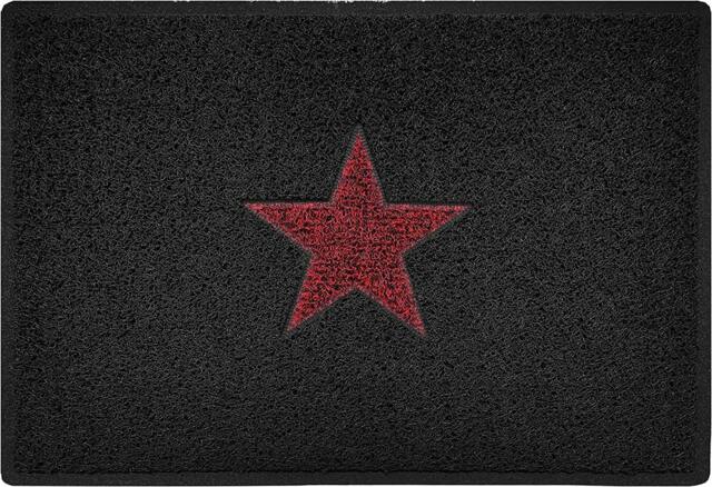 Rackhams Inlay STAR Doormat - Black with Red Star - 60cm x 40cm - image 1