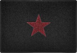 Rackhams Inlay STAR Doormat - Black with Red Star - 60cm x 40cm