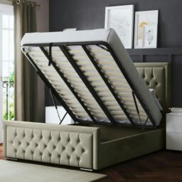Rackhams Allegra Ottoman Bed with Upholstered Headboard - Beige - Super King / 6ft - thumbnail 5