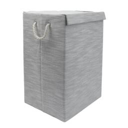 Rackhams Serena Foldable Fabric Laundry Hamper with Lid for Bedroom and Bathroom Use, Light Grey - thumbnail 1