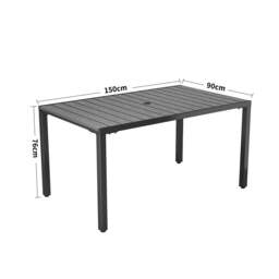 Rackhams 150cm Wood Effect Garden Dining Table with Parasol Hole in Grey - thumbnail 3