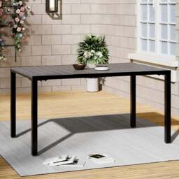 Rackhams 150cm Wood Effect Garden Dining Table with Parasol Hole in Grey - thumbnail 2