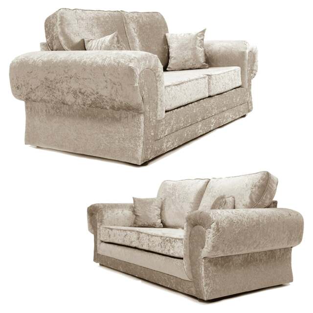 Rackhams Chelsea Crushed Velvet Full Back Sofa Suite - Mink - image 1