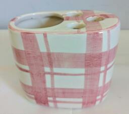 Rackhams Toothbrush / pen & scissor holder - Pink tartan - thumbnail 1