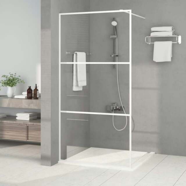 Rackhams Walk-in Shower Wall White 100x195 cm Clear ESG Glass