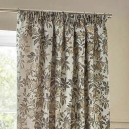 Rackhams Jacquard Pomegranate Floral Pencil Pleat Curtains - Natural - 168cm x 137cm - Natural - 100% Polyester - thumbnail 3