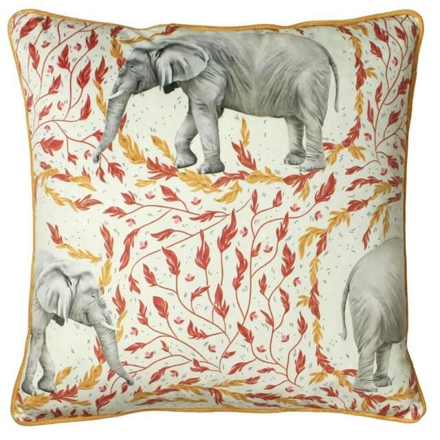 Rackhams Samui Elephant Cushion Cover - Gold - One Size - Gold - 100% Polyester - image 1