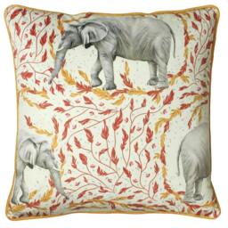Rackhams Samui Elephant Cushion Cover - Gold - One Size - Gold - 100% Polyester - thumbnail 1