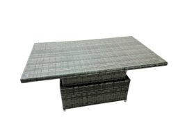Rackhams Poly Rattan Outdoor Patio Height Adjustable Rising Lifting Table Corner Sofa Set with Big Stool,2 Chairs for Garden Backyard Dark Grey Mixed - thumbnail 3