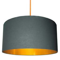 "Rackhams Slate Grey Cotton Lampshade With Gold Lining - 25cm Diameter x 25cm Height / (10"" x 10"")" - thumbnail 1