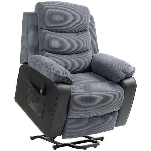 Rackhams Overstuffed Corduroy Electric Lift Chair - Dark Grey