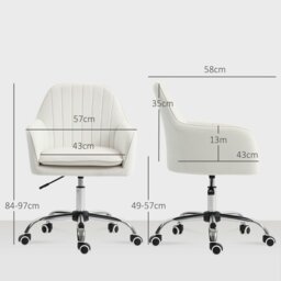 Rackhams Office Chair, Swivel Desk Chair w/ Adjustable Height, Cream White - Yes - Office chair - 57W x 58D x 84-97H cm - thumbnail 5