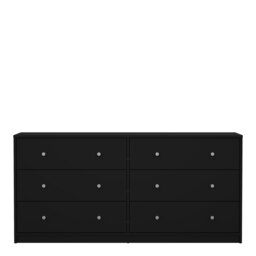 Rackhams May Chest of 6 Drawers (3+3) in Black - Black - Matt - Melamine - thumbnail 2
