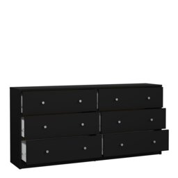 Rackhams May Chest of 6 Drawers (3+3) in Black - Black - Matt - Melamine - thumbnail 5