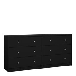 Rackhams May Chest of 6 Drawers (3+3) in Black - Black - Matt - Melamine