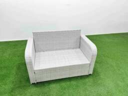 Rackhams 4 Seat Outdoor Love Sofa Set Rattan Garden Furniture Set with Rectangular Dining Table Light Grey - thumbnail 4
