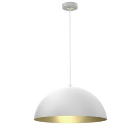 Rackhams Beta Hand Made Designer Pendant Lamp 45cm 1xE27 In Matt White With Gold Interior - thumbnail 4