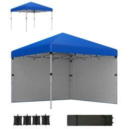 Rackhams 3x3 (M) Pop Up Gazebo Party Tent w/ 2 Sidewalls, Weight Bags Blue - Blue - Steel, Oxford Fabric - 297L x 297W x 288H cm - thumbnail 3