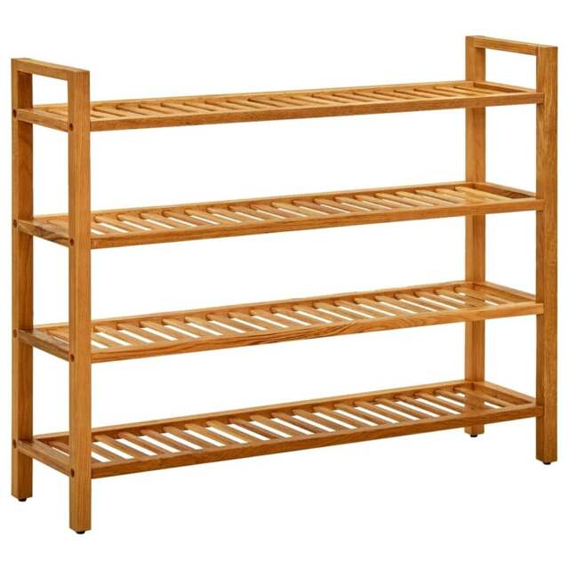 Rackhams Shoe Rack with 4 Shelves 100x27x80 cm Solid Oak Wood