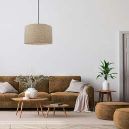"Rackhams Contemporary and Classic Natural Dark Beige Oatmeal Linen Fabric 16"" Lamp Shade" - thumbnail 4