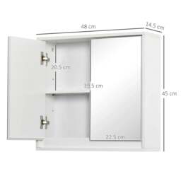 Rackhams Bathroom Mirror Cabinet Wall Mounted Storage Shelf Bathroom Cupboard Double Door, White - thumbnail 3