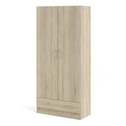 Rackhams Space Wardrobe with 2 Doors + 1 Drawer in Oak 1750 - Brown - Malemine - 1 - thumbnail 3