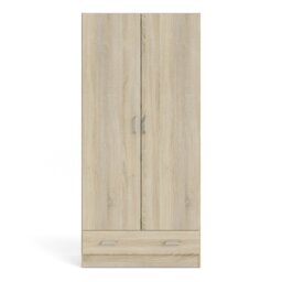 Rackhams Space Wardrobe with 2 Doors + 1 Drawer in Oak 1750 - Brown - Malemine - 1 - thumbnail 2