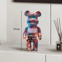 Rackhams Graffiti Bear Resin Statue Decor - Modern Colourful Bear Ornament 27cm - A10 (27cm) - thumbnail 1