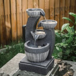 Rackhams Cascading Bowls Garden Water Feature Fountain 4-Tier Fountain LED Fountain