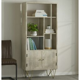 Rackhams Multi shelf bookcase with Doors Barbuto Light Mango - Wood - 1 - 80CM X 35CM X 180CM  (LXDXH)