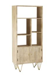 Rackhams Multi shelf bookcase with Doors Barbuto Light Mango - Wood - 1 - 80CM X 35CM X 180CM  (LXDXH) - thumbnail 2