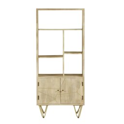 Rackhams Multi shelf bookcase with Doors Barbuto Light Mango - Wood - 1 - 80CM X 35CM X 180CM  (LXDXH) - thumbnail 4