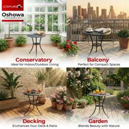 Rackhams OSHOWA Black Garden and Patio Cast Aluminium Bistro Table - thumbnail 3