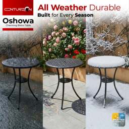 Rackhams OSHOWA Black Garden and Patio Cast Aluminium Bistro Table - thumbnail 5