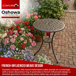 Rackhams OSHOWA Black Garden and Patio Cast Aluminium Bistro Table - thumbnail 2