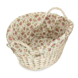 Rackhams White Wash Wicker Garden Rose Cotton Lined Wash Basket - thumbnail 2
