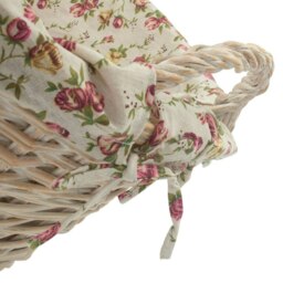 Rackhams White Wash Wicker Garden Rose Cotton Lined Wash Basket - thumbnail 4