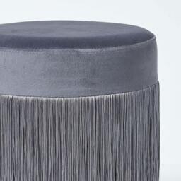 Rackhams Warwick Velvet Footstool with Legs - Grey - thumbnail 4