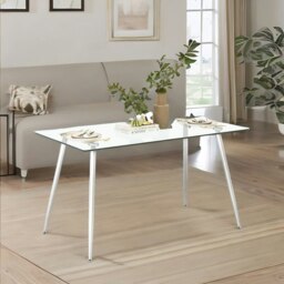 Rackhams 4 Seater Dining Table With Tempered Glass Top Silver - thumbnail 3