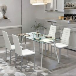 Rackhams 4 Seater Dining Table With Tempered Glass Top Silver - thumbnail 2