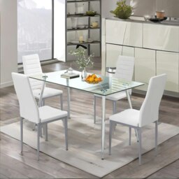 Rackhams 4 Seater Dining Table With Tempered Glass Top Silver - thumbnail 5