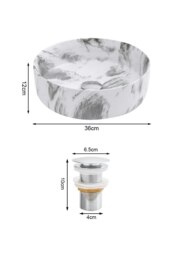 Rackhams Round Marble Vessel Bathroom Sink - Grey - thumbnail 6
