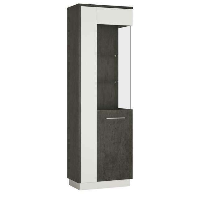 Rackhams Zingaro Tall Glazed display cabinet (RH) in Grey and White - Full Assembly Required - Grey & White - Matt - image 1