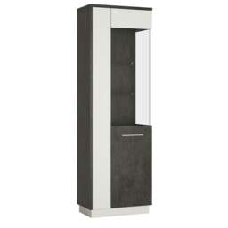 Rackhams Zingaro Tall Glazed display cabinet (RH) in Grey and White - Full Assembly Required - Grey & White - Matt
