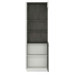 Rackhams Zingaro Tall Glazed display cabinet (RH) in Grey and White - Full Assembly Required - Grey & White - Matt - thumbnail 2