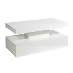 Rackhams Coffee Table Gloss Tiffany with LED RGB Remote Control Light - White - Wood - 50cm(d)39cm(h)100cm(w)